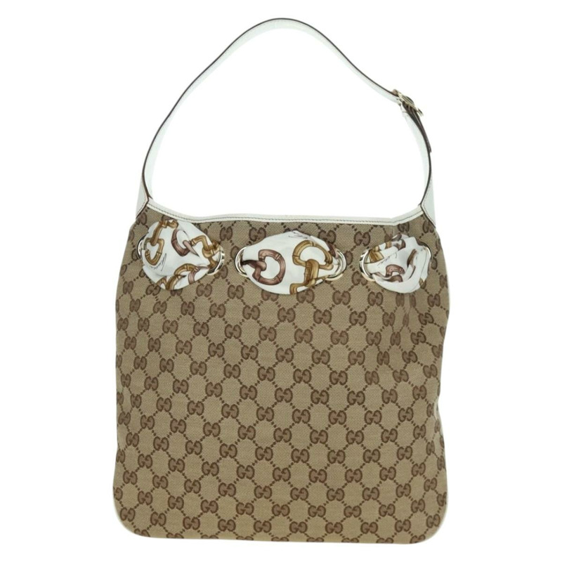 【日本直送】GUCCI GG帆布肩背包 米色 金色 155563 正品 ARZ577SAV-1