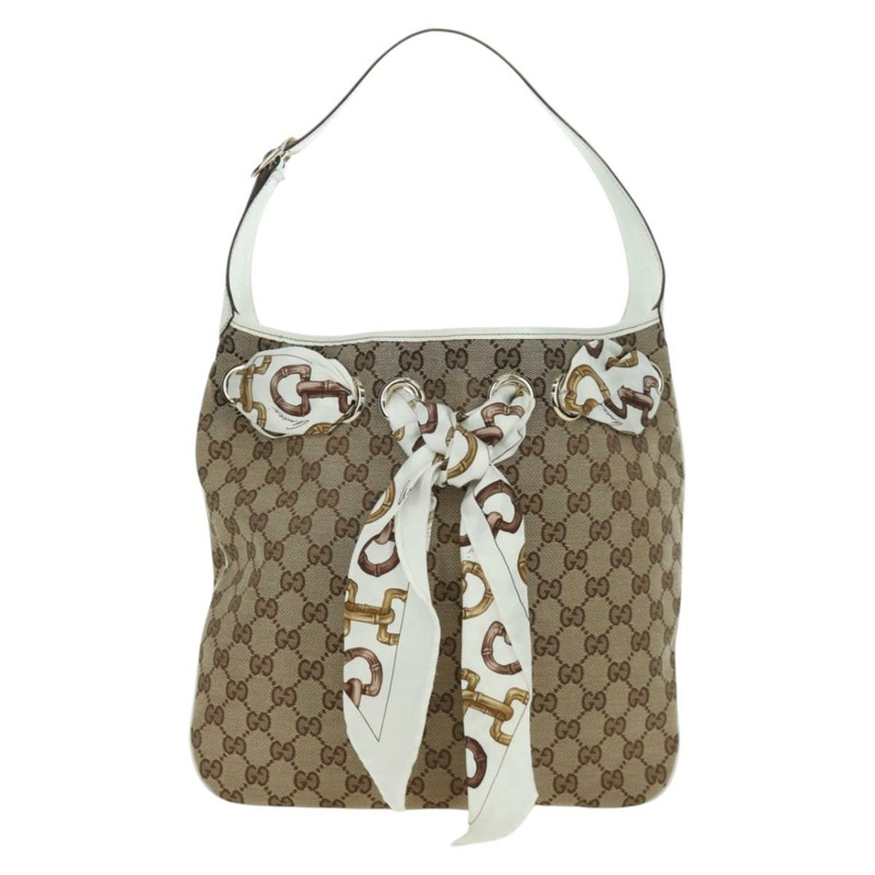 【日本直送】GUCCI GG帆布肩背包 米色 金色 155563 正品 ARZ577SAV-12