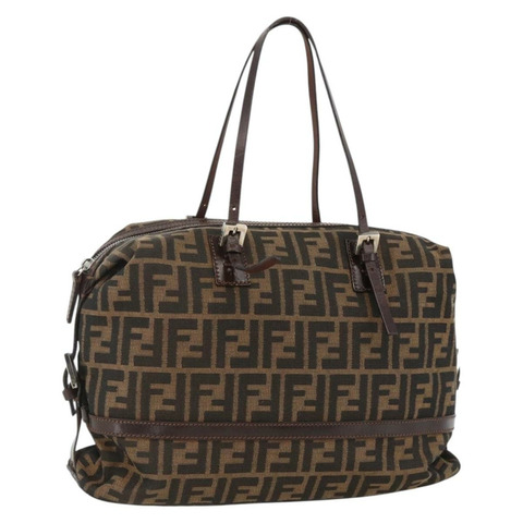 FENDI Zucca帆布波士頓包 棕色/黑色 正品 gh1979A