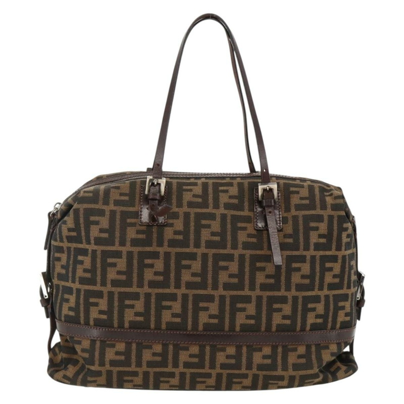 【日本直送】FENDI Zucca帆布波士頓包 棕色/黑色 正品 gh1979A-12