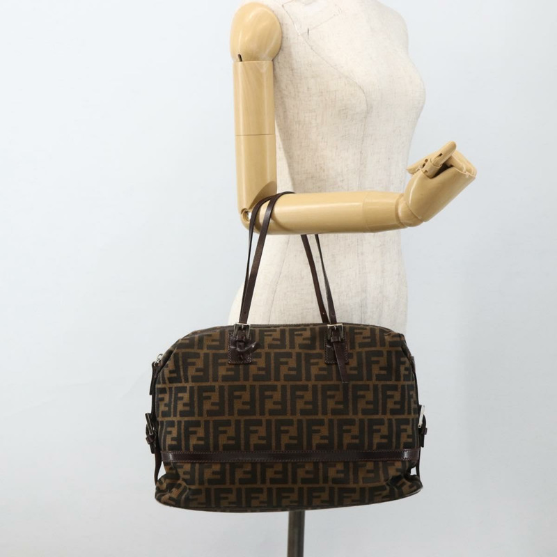 【日本直送】FENDI Zucca帆布波士頓包 棕色/黑色 正品 gh1979A-22