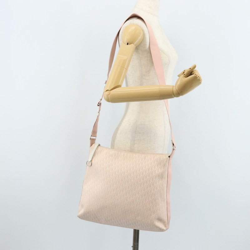 【日本直送】Christian Dior Trotter帆布肩背包 粉紅銀色 正品 YKZ088A-21