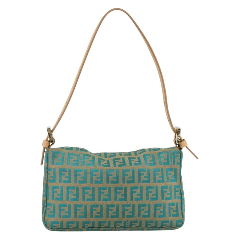 【日本直送】FENDI Zucchino 帆布 Mamma 水桶包 綠銀色 正品 AMZ158V-1