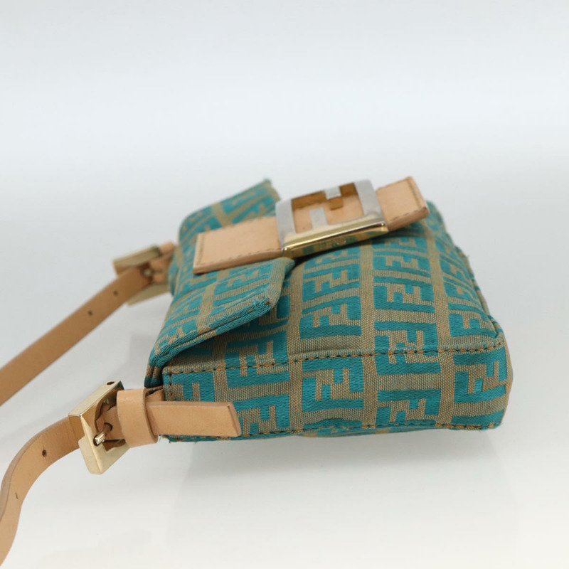【日本直送】FENDI Zucchino 帆布 Mamma 水桶包 綠銀色 正品 AMZ158V-2