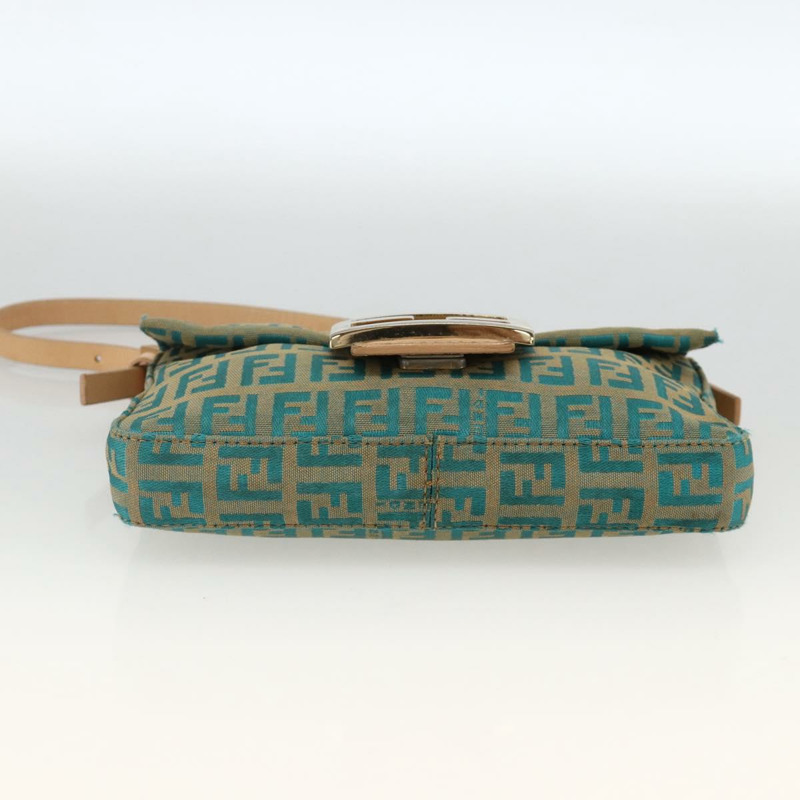 【日本直送】FENDI Zucchino 帆布 Mamma 水桶包 綠銀色 正品 AMZ158V-4