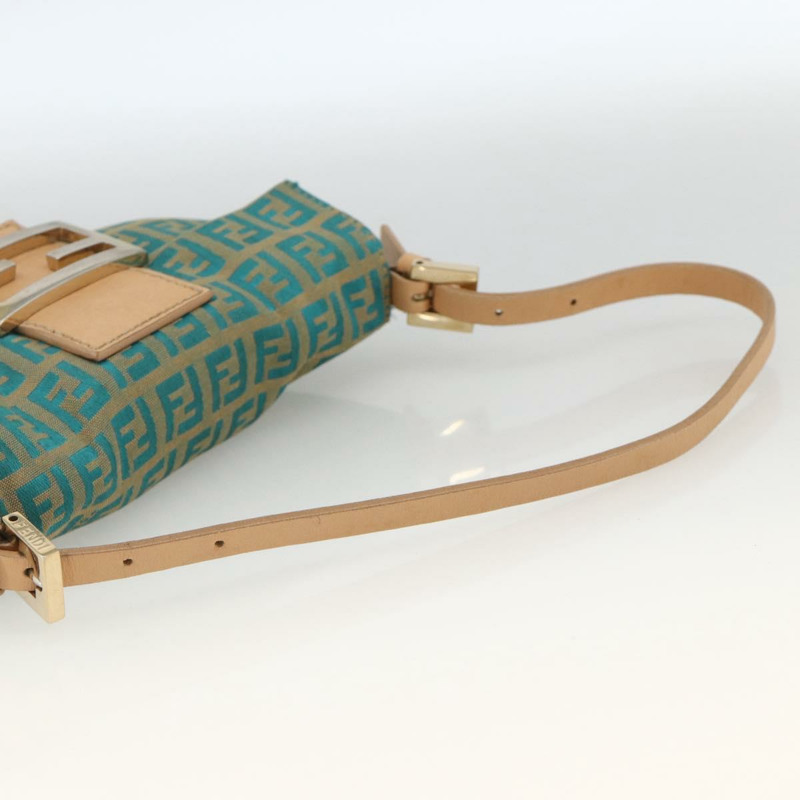 【日本直送】FENDI Zucchino 帆布 Mamma 水桶包 綠銀色 正品 AMZ158V-6