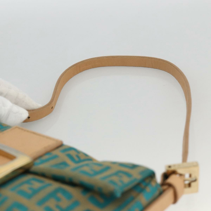 【日本直送】FENDI Zucchino 帆布 Mamma 水桶包 綠銀色 正品 AMZ158V-7