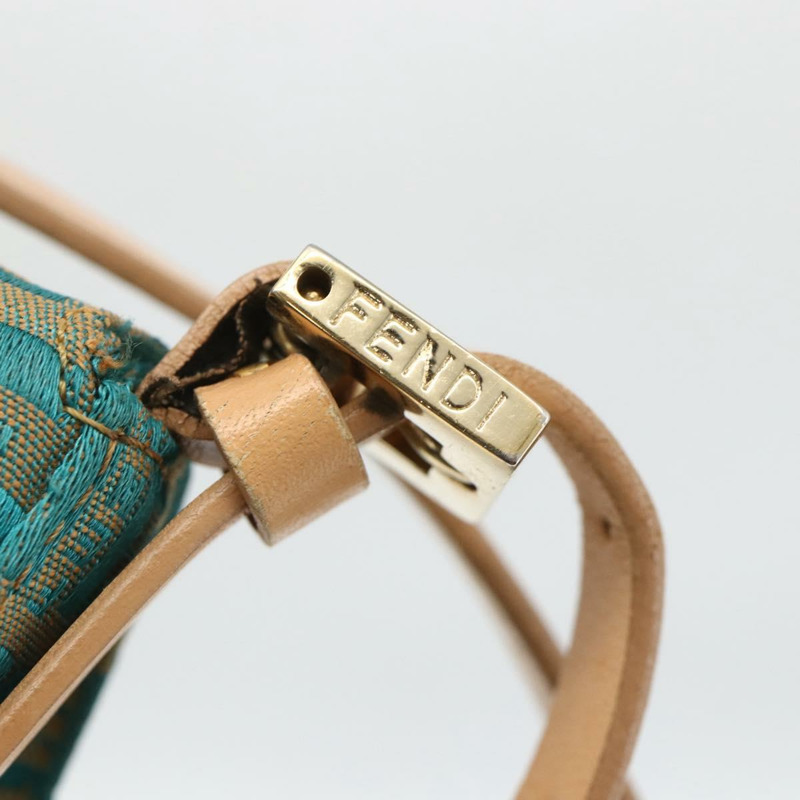 【日本直送】FENDI Zucchino 帆布 Mamma 水桶包 綠銀色 正品 AMZ158V-9