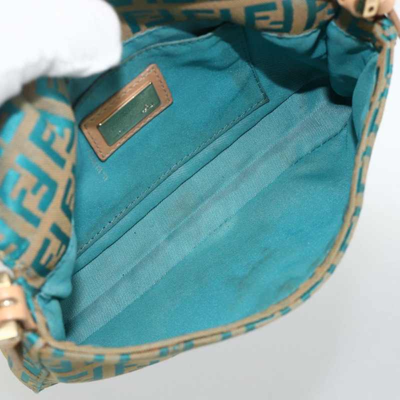 【日本直送】FENDI Zucchino 帆布 Mamma 水桶包 綠銀色 正品 AMZ158V-10