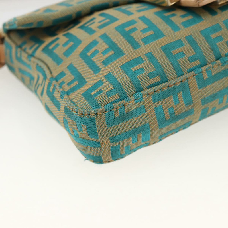 【日本直送】FENDI Zucchino 帆布 Mamma 水桶包 綠銀色 正品 AMZ158V-13