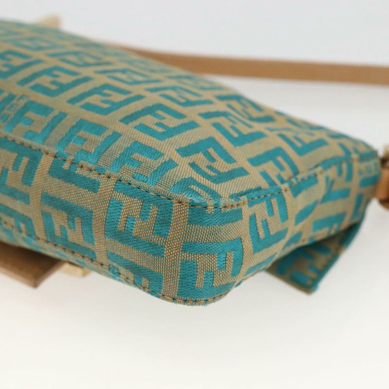 【日本直送】FENDI Zucchino 帆布 Mamma 水桶包 綠銀色 正品 AMZ158V-14