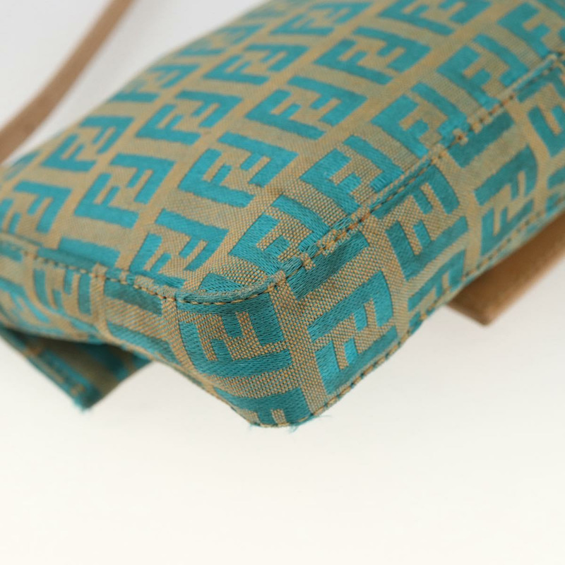 【日本直送】FENDI Zucchino 帆布 Mamma 水桶包 綠銀色 正品 AMZ158V-15