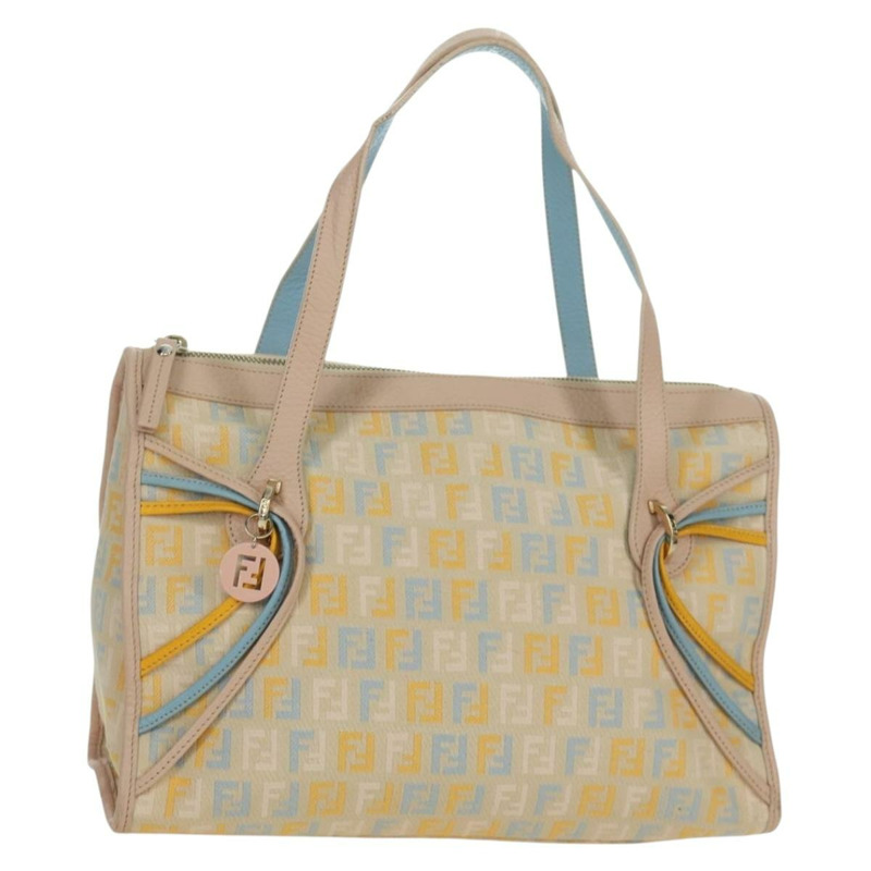 【日本直送】FENDI Zucchino 帆布手提包 粉紅金色 正品 AMZ369A-0