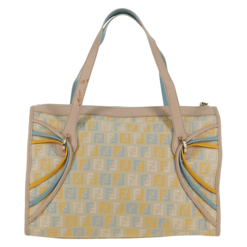 【日本直送】FENDI Zucchino 帆布手提包 粉紅金色 正品 AMZ369A-1