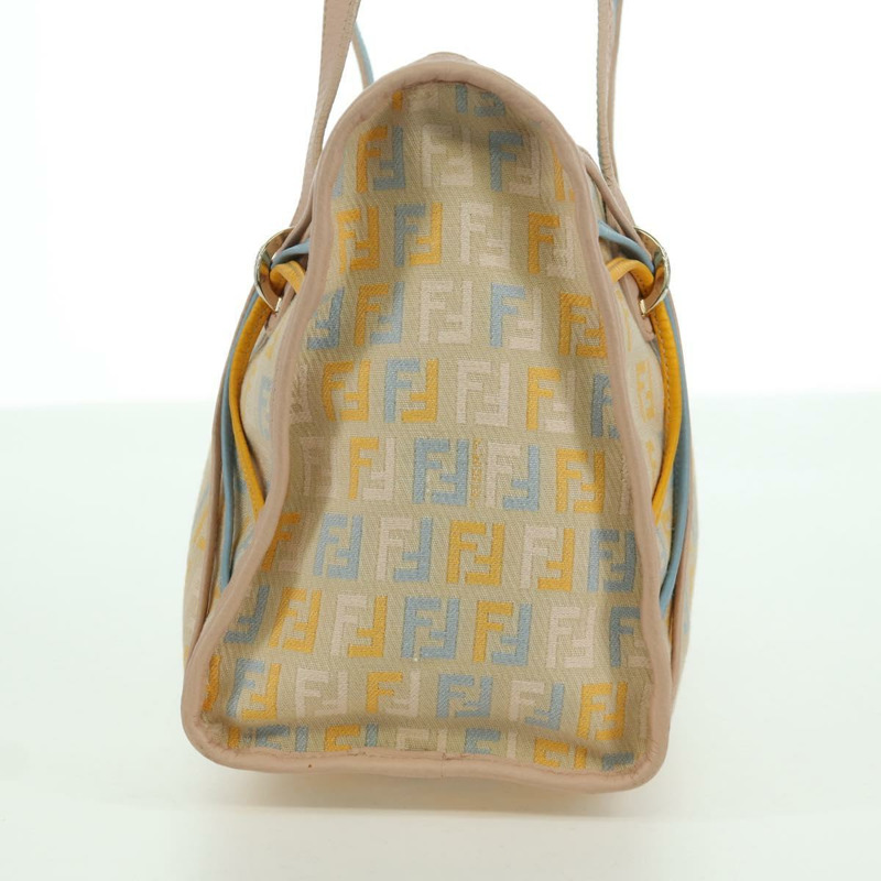 【日本直送】FENDI Zucchino 帆布手提包 粉紅金色 正品 AMZ369A-2