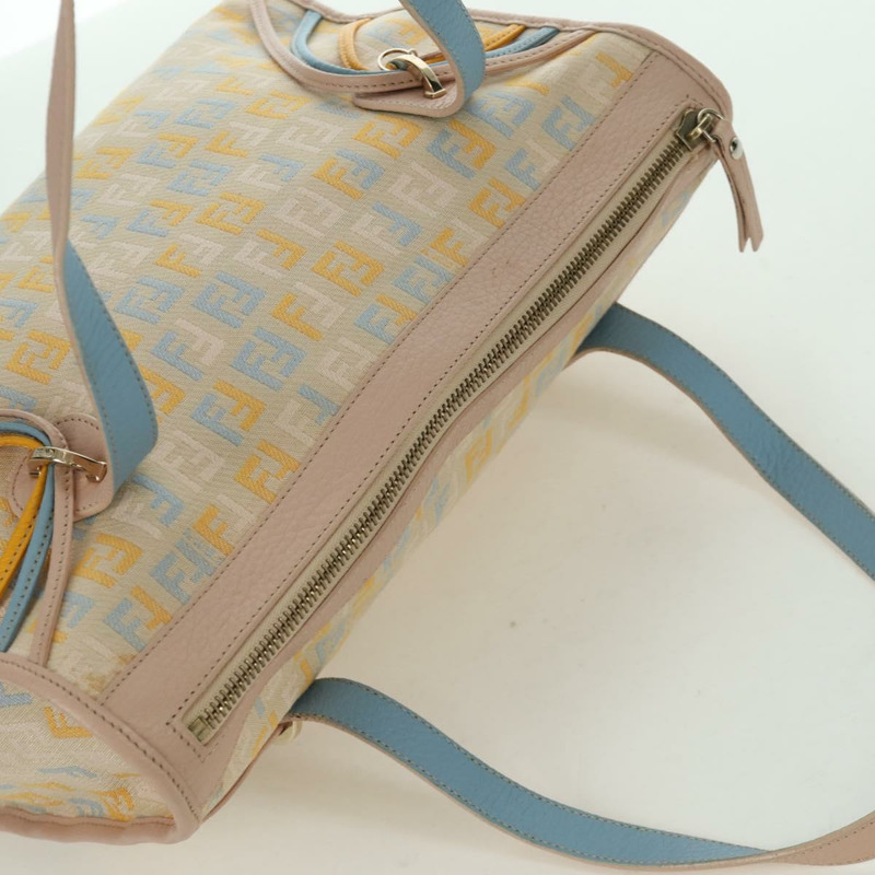 【日本直送】FENDI Zucchino 帆布手提包 粉紅金色 正品 AMZ369A-5