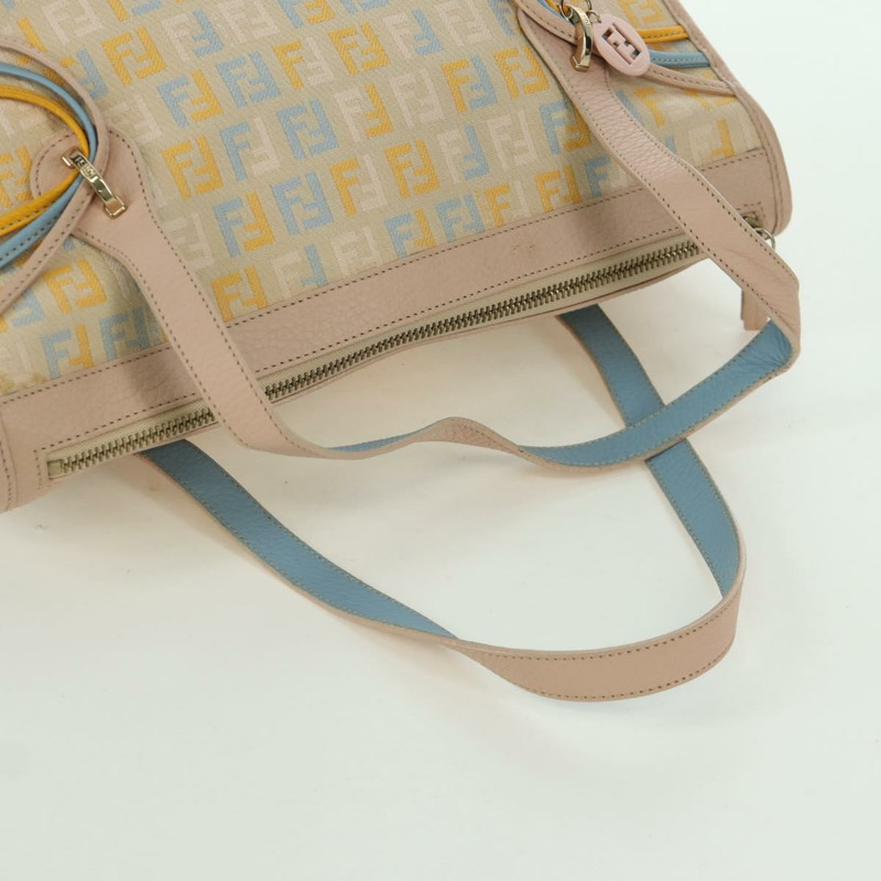 【日本直送】FENDI Zucchino 帆布手提包 粉紅金色 正品 AMZ369A-6