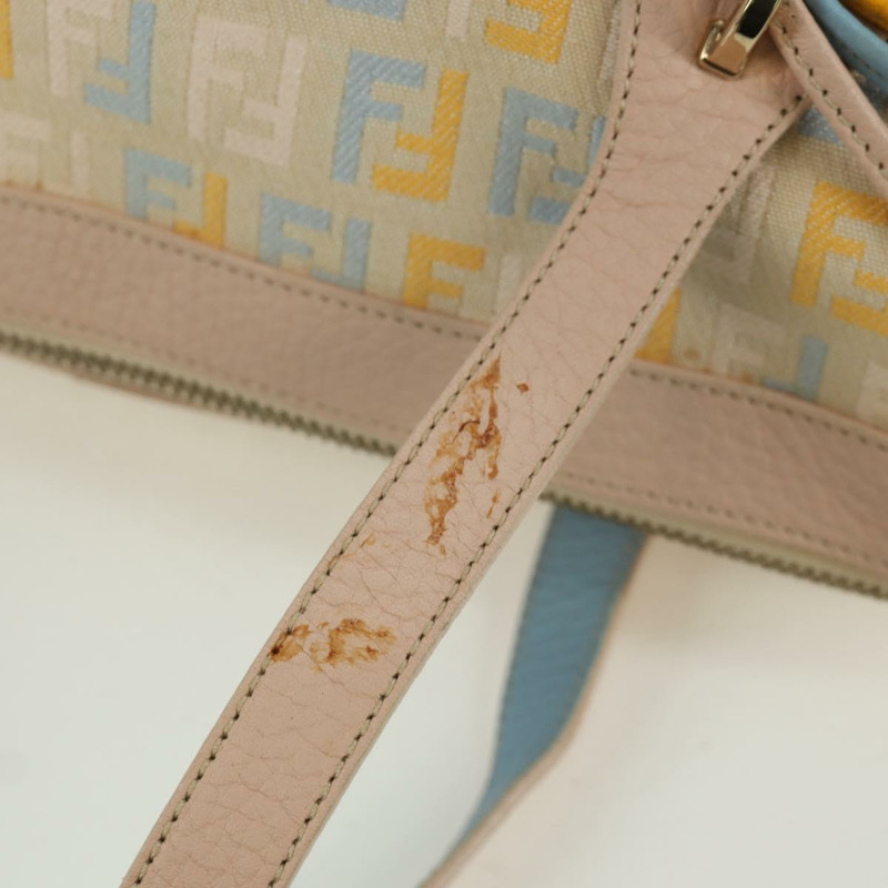 【日本直送】FENDI Zucchino 帆布手提包 粉紅金色 正品 AMZ369A-8