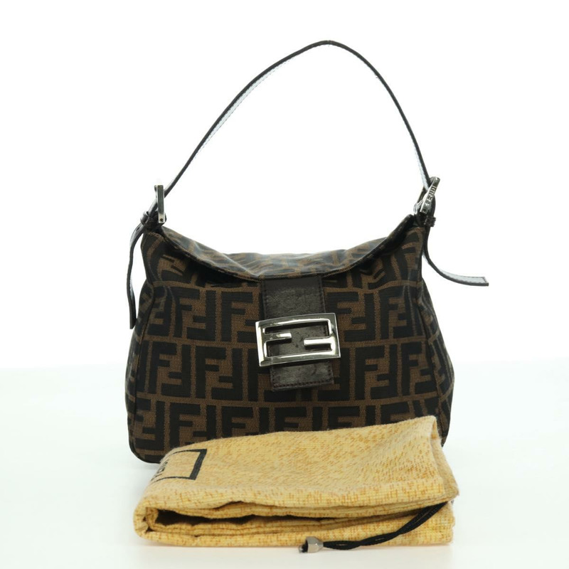 【日本直送】FENDI Zucca帆布Mamma Baguette單肩包 棕色/黑色 正品 YKZ799SAV-11