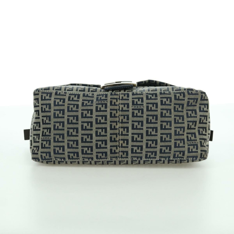 【日本直送】FENDI Zucchino 帆布 Mamma Baguette 單肩包 海軍藍 銀色 正品 YKZ796SAV-4