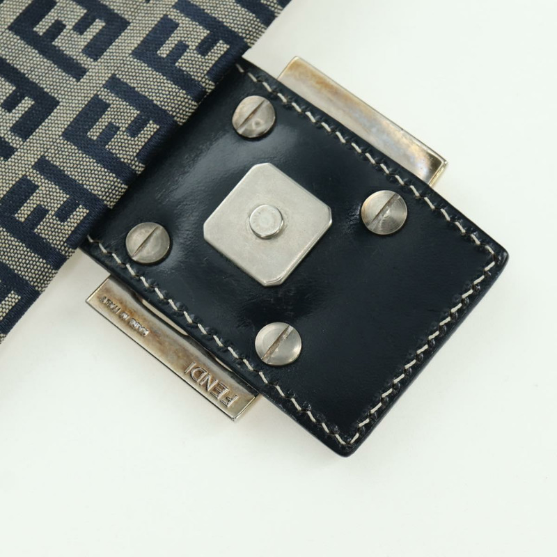 【日本直送】FENDI Zucchino 帆布 Mamma Baguette 單肩包 海軍藍 銀色 正品 YKZ796SAV-8