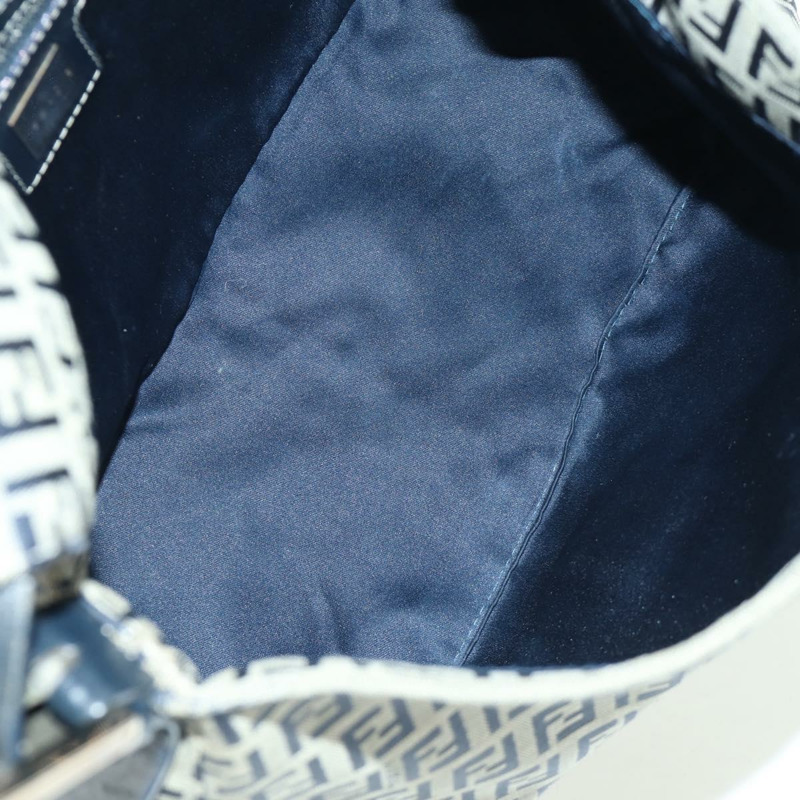 【日本直送】FENDI Zucchino 帆布 Mamma Baguette 單肩包 海軍藍 銀色 正品 YKZ796SAV-9