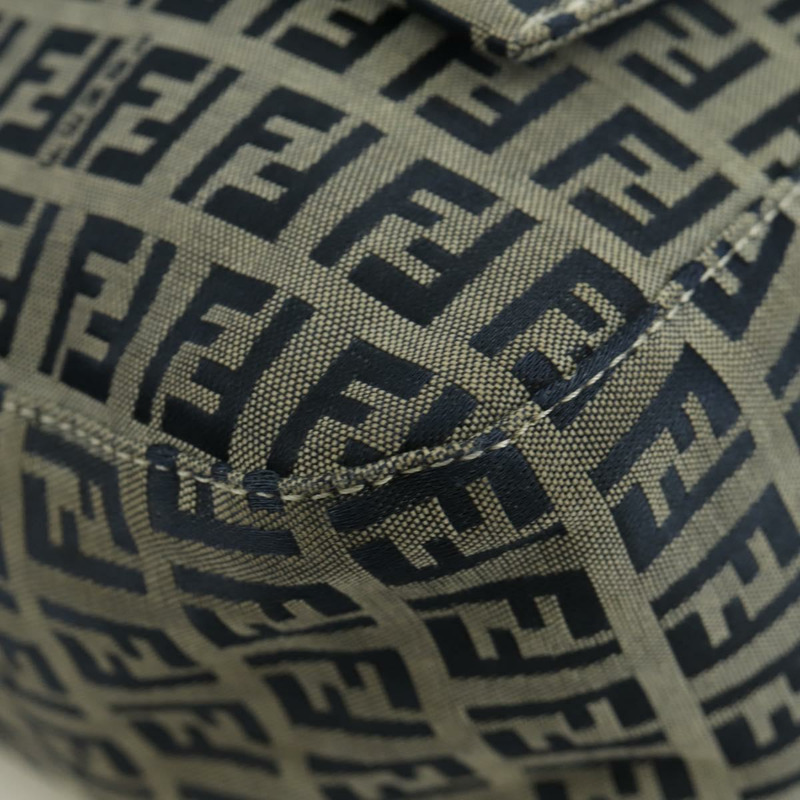 【日本直送】FENDI Zucchino 帆布 Mamma Baguette 單肩包 海軍藍 銀色 正品 YKZ796SAV-15