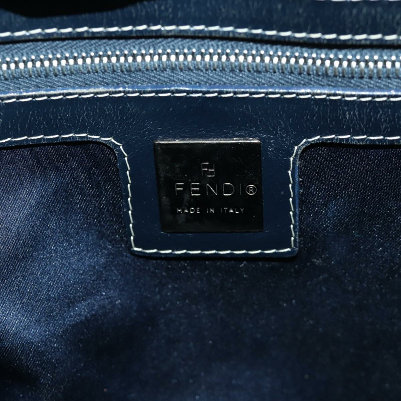 【日本直送】FENDI Zucchino 帆布 Mamma Baguette 單肩包 海軍藍 銀色 正品 YKZ796SAV-20