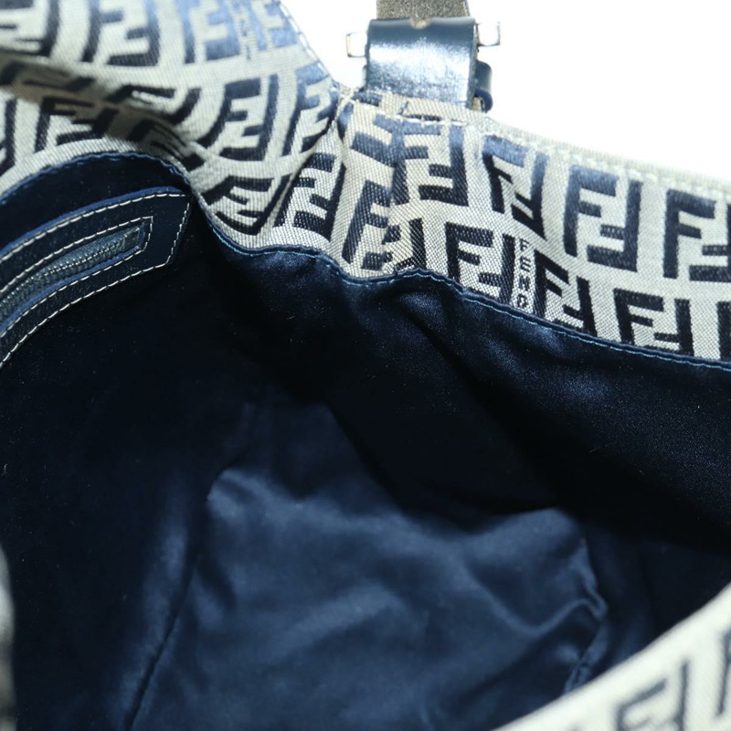 【日本直送】FENDI Zucchino 帆布 Mamma Baguette 單肩包 海軍藍 銀色 正品 YKZ796SAV-21