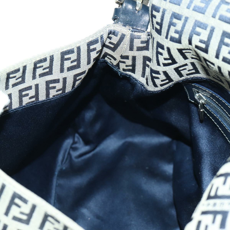 【日本直送】FENDI Zucchino 帆布 Mamma Baguette 單肩包 海軍藍 銀色 正品 YKZ796SAV-22