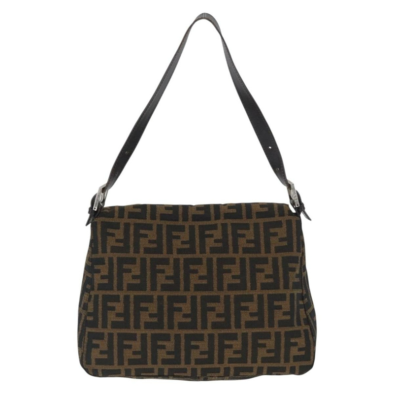 【日本直送】FENDI Zucca帆布Mamma Baguette單肩包 棕色/黑色 正品 ka3290V-1