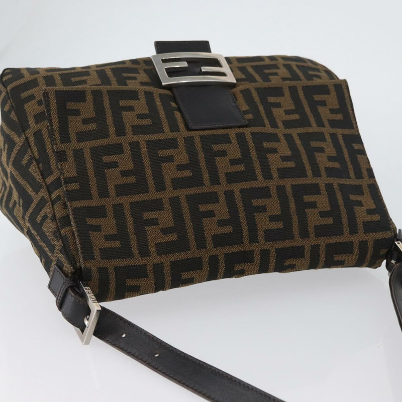 【日本直送】FENDI Zucca帆布Mamma Baguette單肩包 棕色/黑色 正品 ka3290V-5