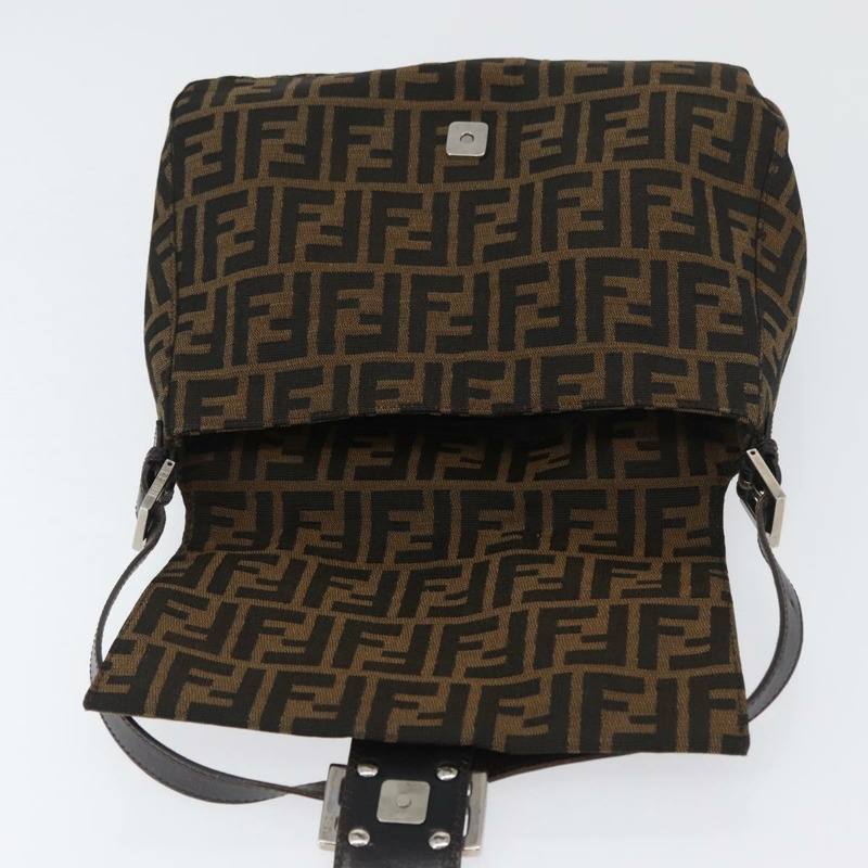 【日本直送】FENDI Zucca帆布Mamma Baguette單肩包 棕色/黑色 正品 ka3290V-19