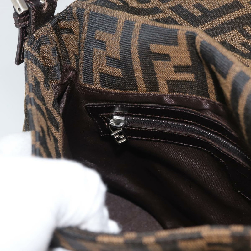 【日本直送】FENDI Zucca帆布Mamma Baguette單肩包 棕色/黑色 正品 ka3290V-23