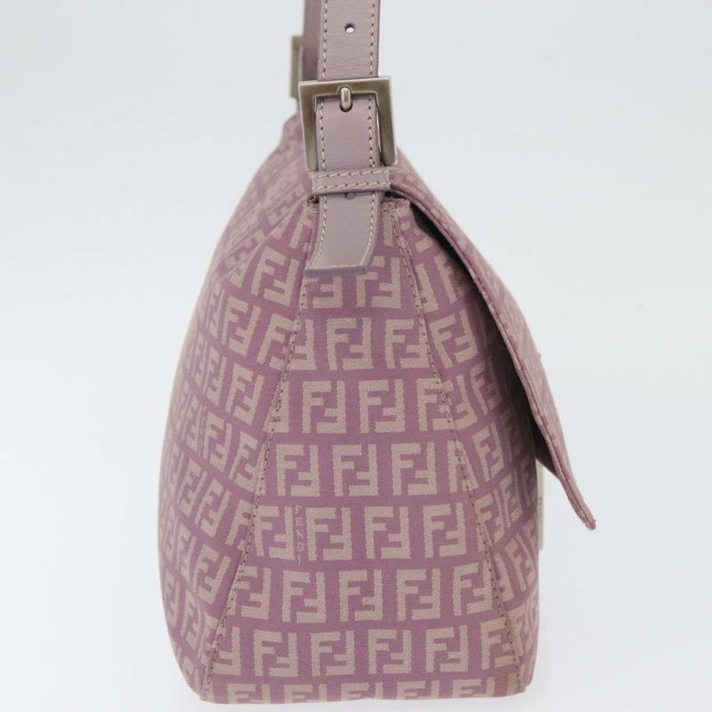 【日本直送】FENDI Zucchino 帆布 Mamma Baguette 單肩包 粉紅色 銀色 正品 ka3366V-3