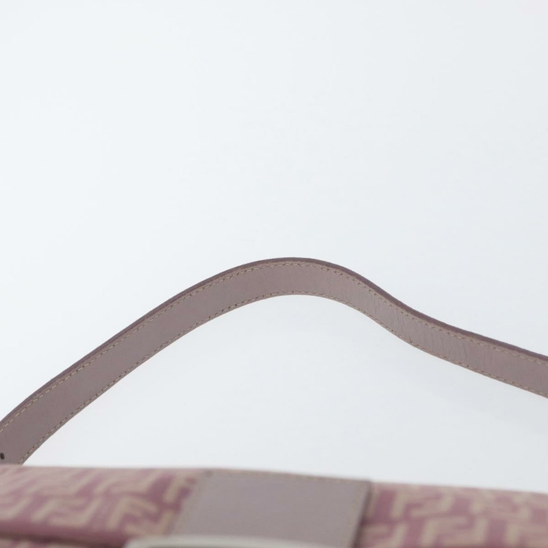 【日本直送】FENDI Zucchino 帆布 Mamma Baguette 單肩包 粉紅色 銀色 正品 ka3366V-7