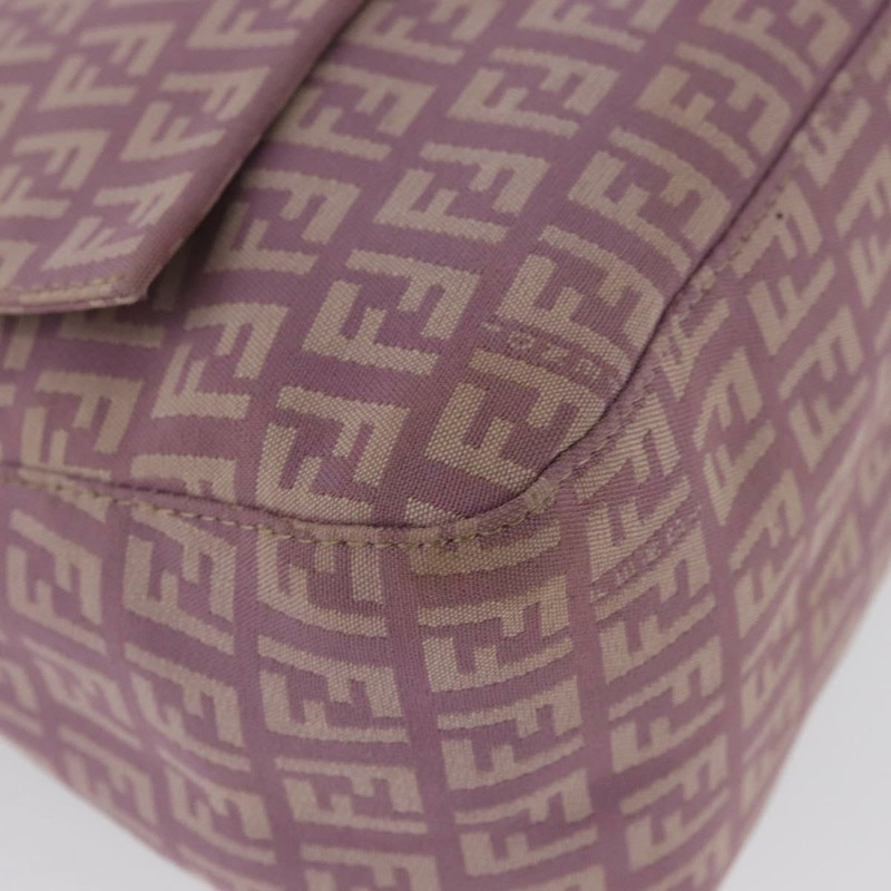 【日本直送】FENDI Zucchino 帆布 Mamma Baguette 單肩包 粉紅色 銀色 正品 ka3366V-8