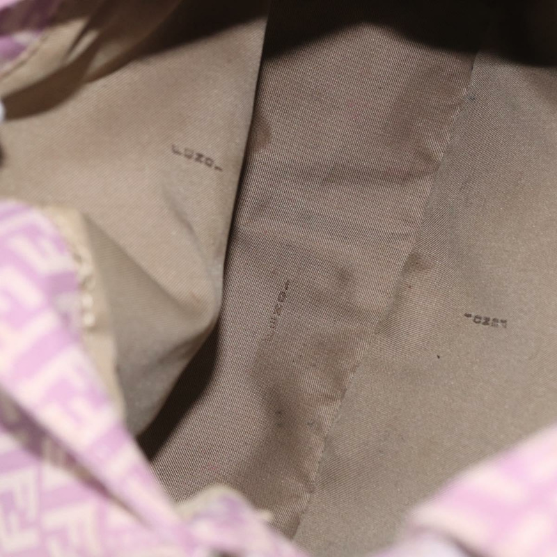 【日本直送】FENDI Zucchino 帆布 Mamma Baguette 單肩包 粉紅色 銀色 正品 ka3366V-9