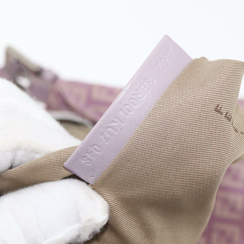 【日本直送】FENDI Zucchino 帆布 Mamma Baguette 單肩包 粉紅色 銀色 正品 ka3366V-10