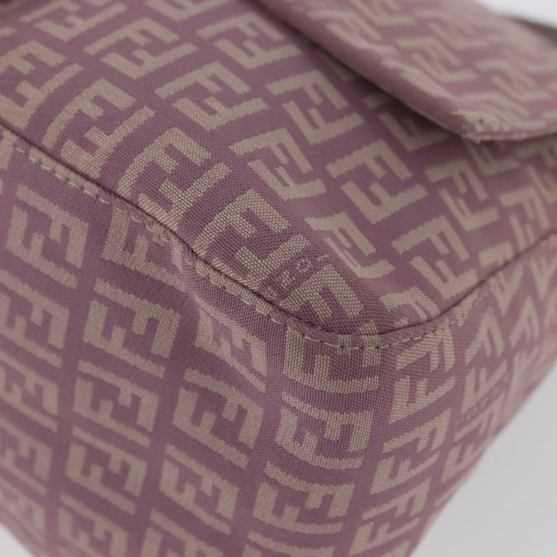 【日本直送】FENDI Zucchino 帆布 Mamma Baguette 單肩包 粉紅色 銀色 正品 ka3366V-13