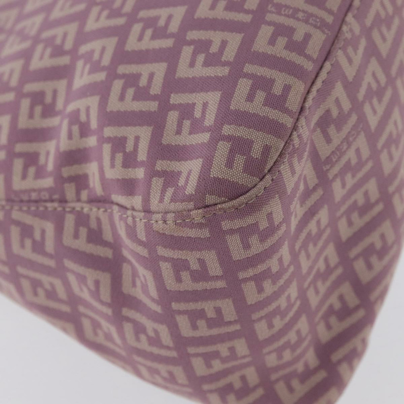 【日本直送】FENDI Zucchino 帆布 Mamma Baguette 單肩包 粉紅色 銀色 正品 ka3366V-14