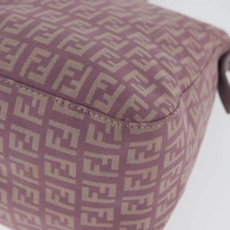 【日本直送】FENDI Zucchino 帆布 Mamma Baguette 單肩包 粉紅色 銀色 正品 ka3366V-15