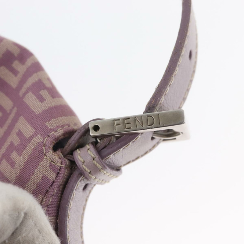 【日本直送】FENDI Zucchino 帆布 Mamma Baguette 單肩包 粉紅色 銀色 正品 ka3366V-17