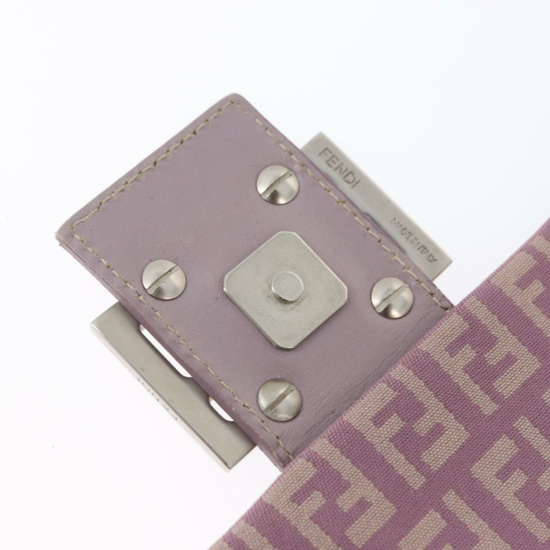 【日本直送】FENDI Zucchino 帆布 Mamma Baguette 單肩包 粉紅色 銀色 正品 ka3366V-18