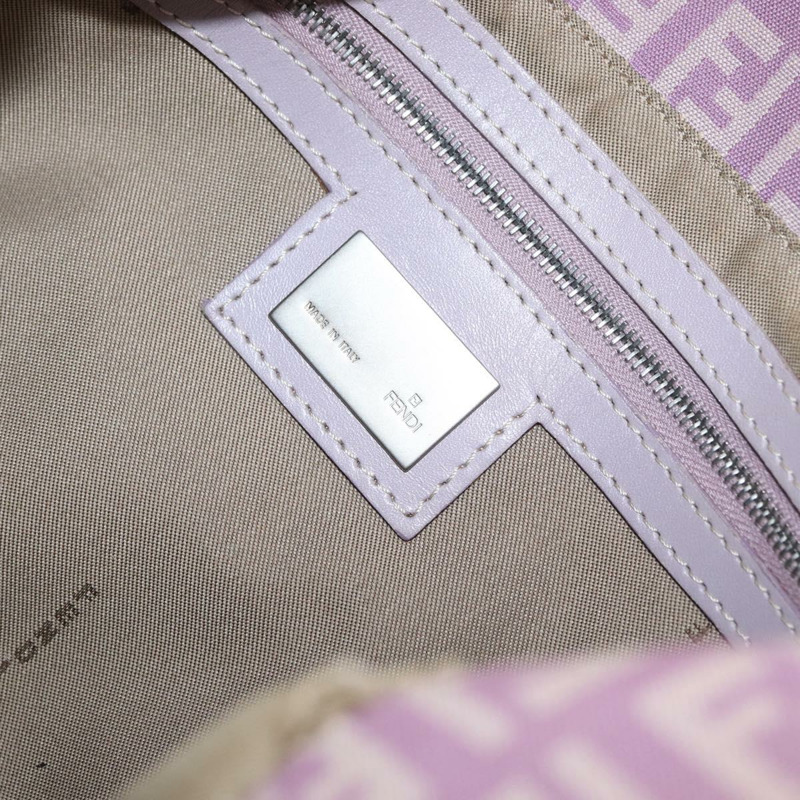 【日本直送】FENDI Zucchino 帆布 Mamma Baguette 單肩包 粉紅色 銀色 正品 ka3366V-20