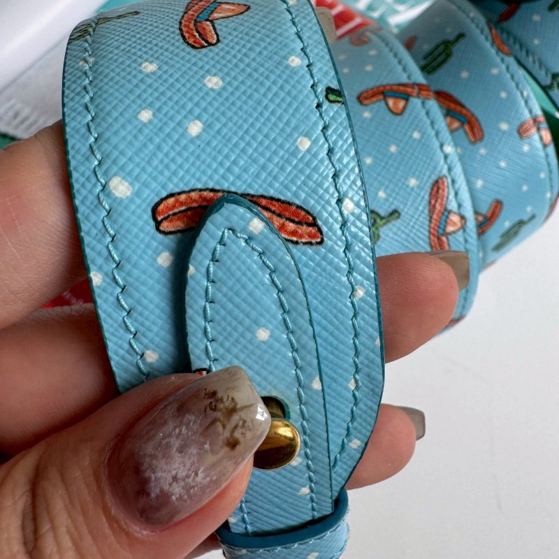 💖PRADA 淺藍色仙人掌系列背帶-4