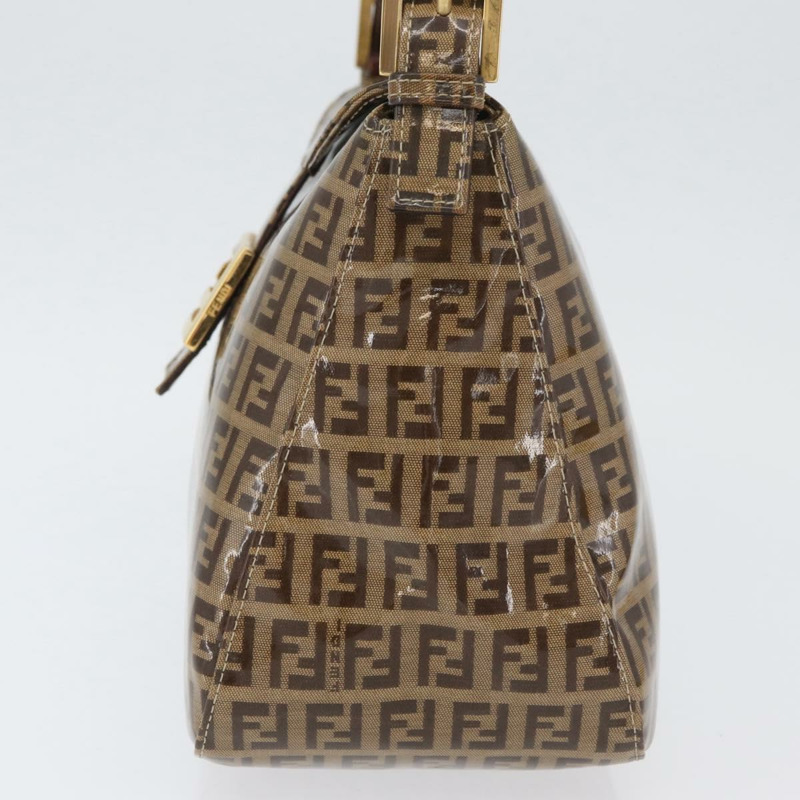 【日本直送】FENDI Zucchino 帆布 Mamma Baguette 肩背包 米色 金色 正品 ka3373V-2