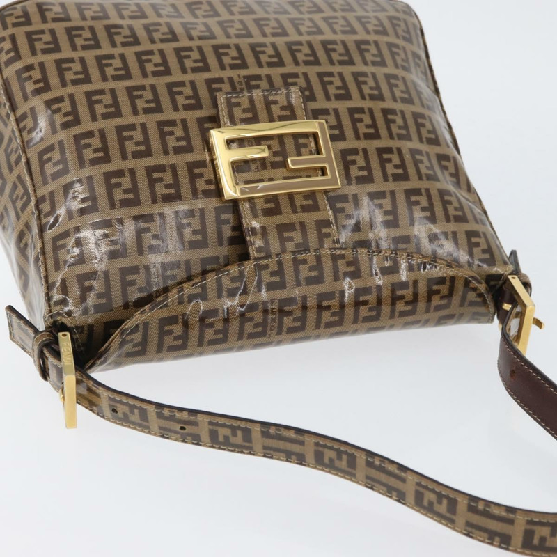 【日本直送】FENDI Zucchino 帆布 Mamma Baguette 肩背包 米色 金色 正品 ka3373V-5