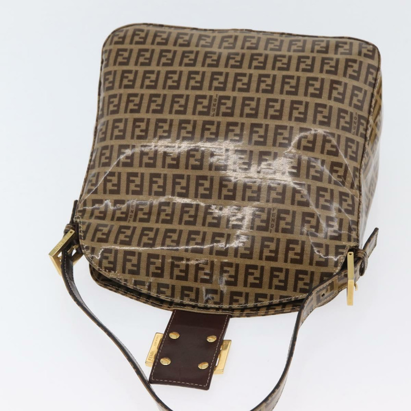 【日本直送】FENDI Zucchino 帆布 Mamma Baguette 肩背包 米色 金色 正品 ka3373V-8