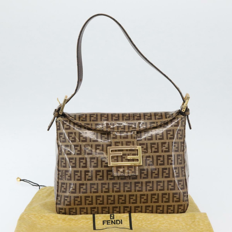 【日本直送】FENDI Zucchino 帆布 Mamma Baguette 肩背包 米色 金色 正品 ka3373V-11